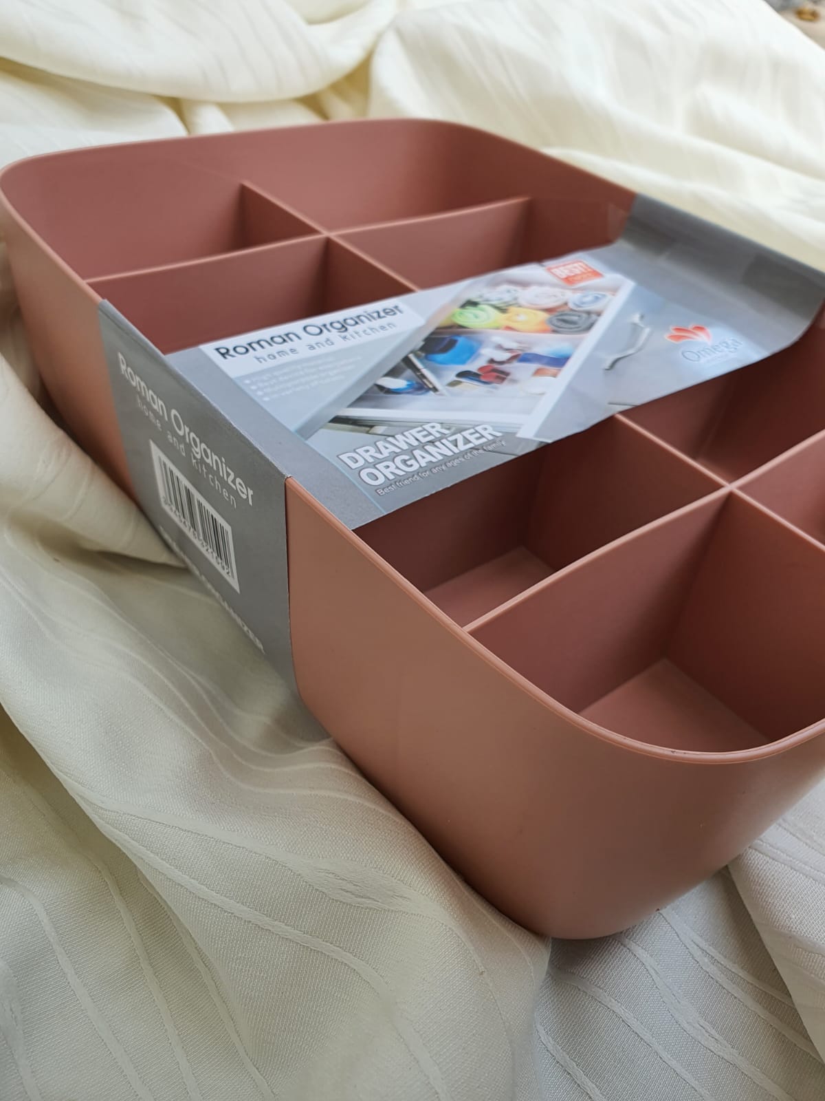 Multi-Compartment Plastic Storage Organizer - Blush,