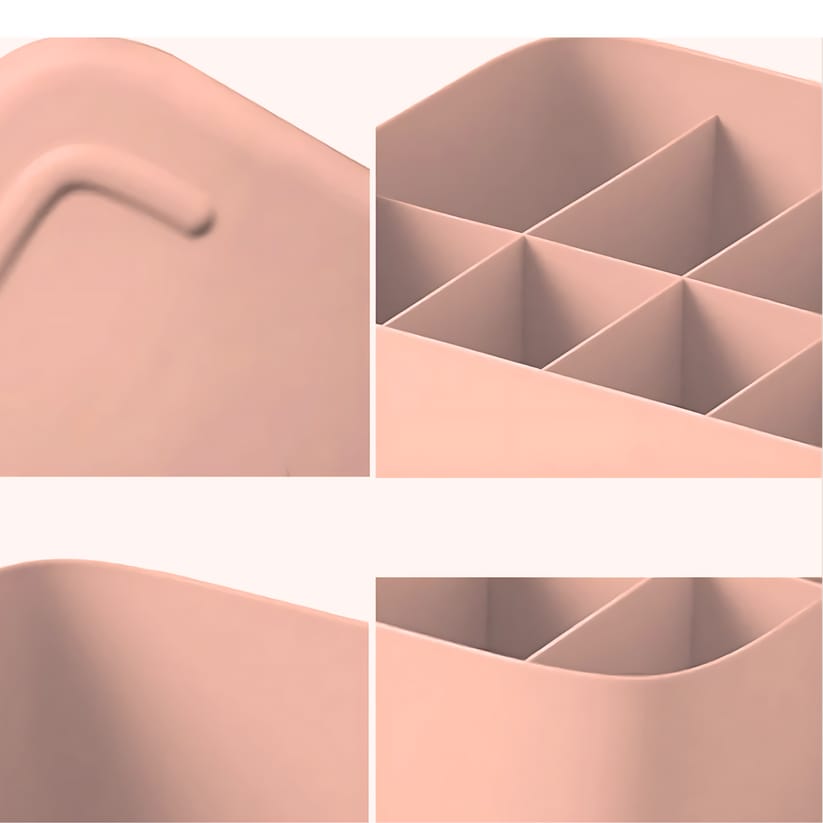 Multi-Compartment Plastic Storage Organizer - Blush,