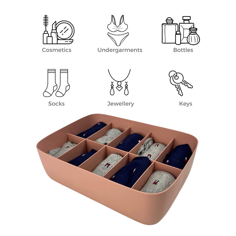 Multi-Compartment Plastic Storage Organizer - Blush,