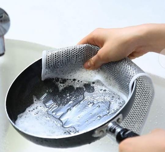 3 pcs Multipurpose Scrubbing Wire Rags Scrubber Kitchen Steel Wire Dish Towel Microfiber Dish Cloths Reusable Dishwashing Rag