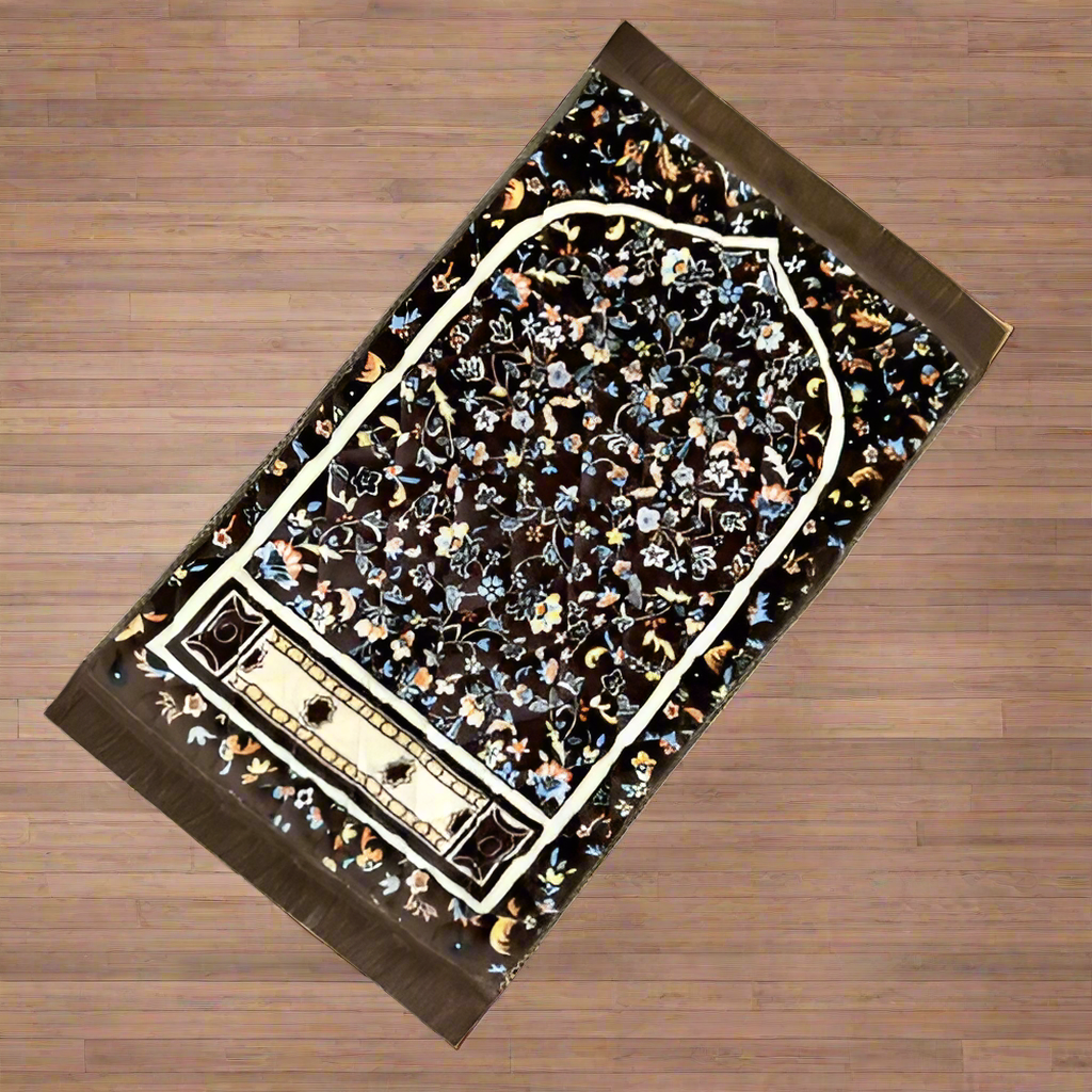 brown floral prayer mat