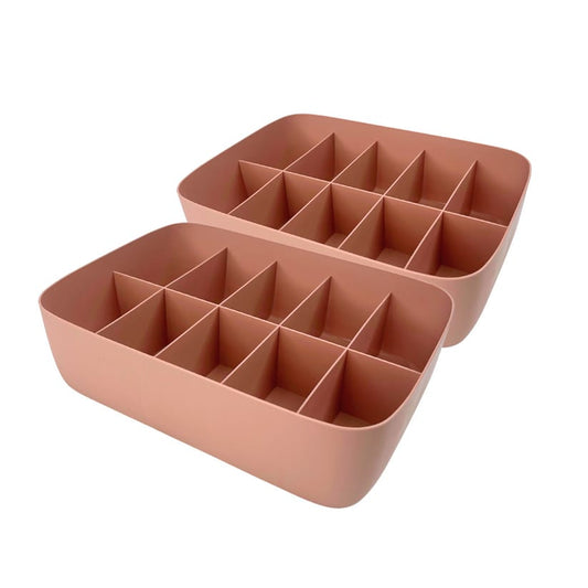 Multi-Compartment Plastic Storage Organizer - Blush,